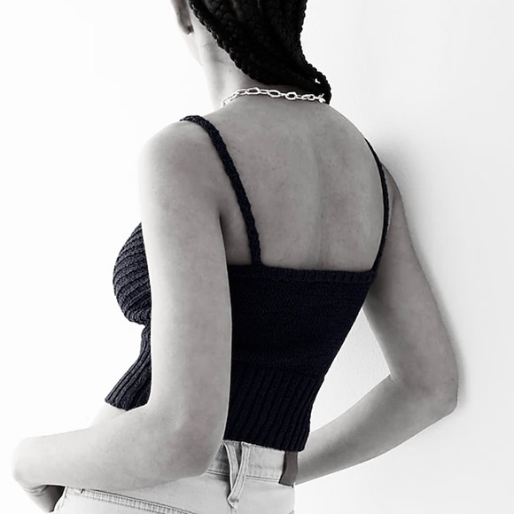 NEW J Crew Knit Tank Tops | Crop Top V Neck Black Bralette - Picture 3 of 6